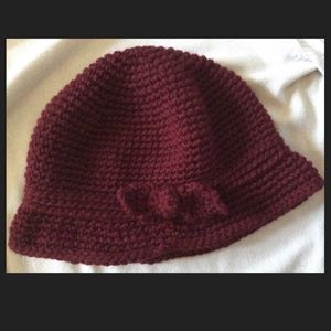 Ladies Dark Burgundy Crocheted Hat
